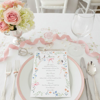 Menu Heirloom Rose and Stork Baby Shower 