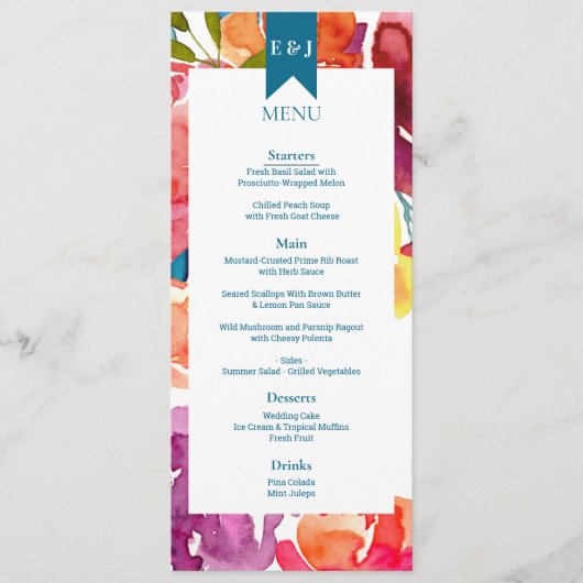 Menu Helderkleurige bruiloft (Voorkant)