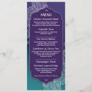 Menu Hennastijl Sieraden Feest Bruiloft Receptie Kaart