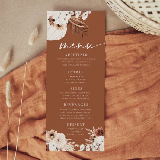 Menu Herbe de Pampas Bohème en Terracotta