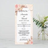 Menu Herbe de pampas de mariage rose gold floral marble (Debout devant)