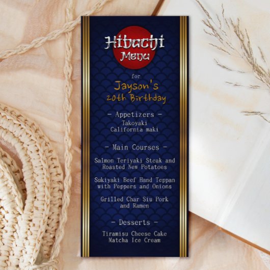 Menu Hibachi Anniversaire