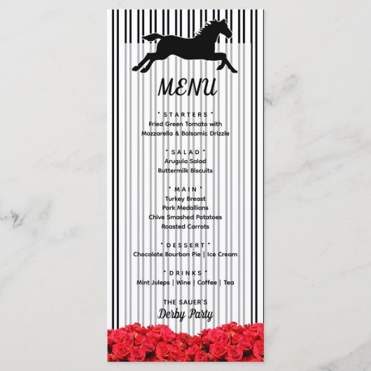 Menu Hippocampe et Rose Derby Day Party (Devant)