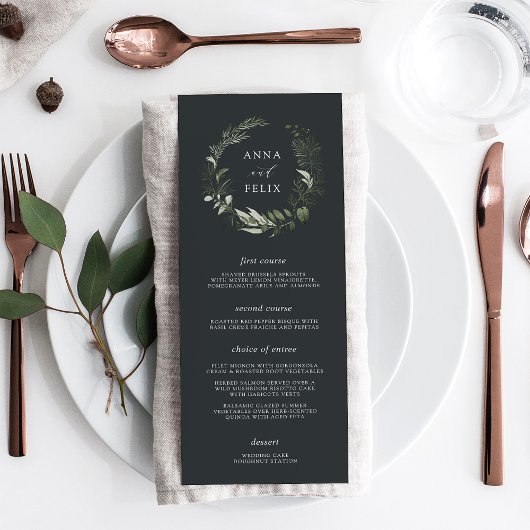 Menu Hiver Meadow | Mariage botanique vert