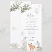 Menu Hiver Onederland Bois Animaux Première Anniversair (Devant / Derrière)