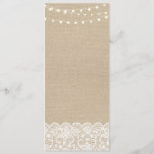 Menu Hiver rustique de dentelle de toile de jute de (Dos)