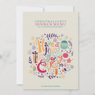 Menu Holly Jolly Kerstmis Kaart
