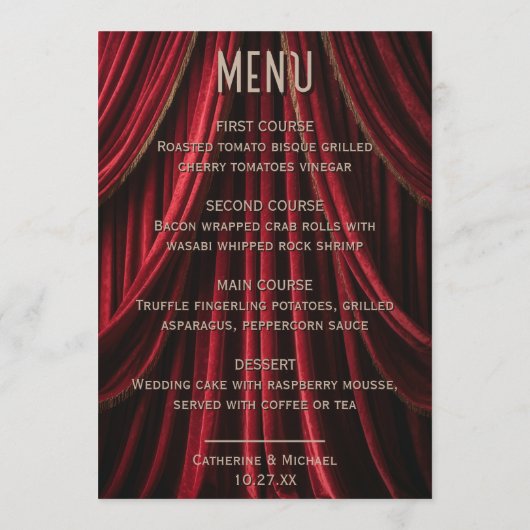Menu Hollywood Movie Red Carpet Premiere Mariage (Dos)