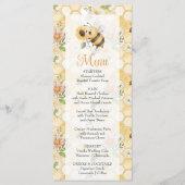 Menu Honeycomb Floral Bee Classy Custom Baby Shower (Devant)
