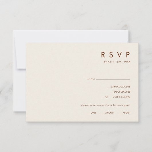 Menu Horizontal Desert Terracotta Choix RSVP (Devant)