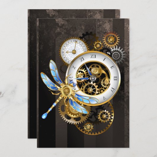 Menu Horloge à vapeur avec libellule mécanique (Devant / Derrière)