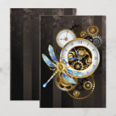 Menu Horloge à vapeur avec libellule mécanique (Devant / Derrière)