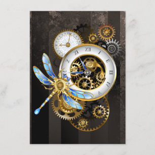 Menu Horloge à vapeur avec libellule mécanique