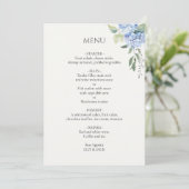 Menu Hors blanc | Elégant Mariage bleu beige Hydrangea (Debout devant)