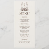 Menu Horseshoe & Floral Western Country Boho Mariage (Devant)