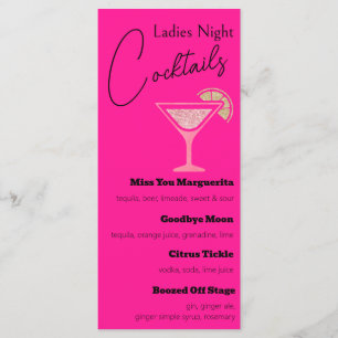 Menu Hot rose et Gold Parties scintillant Dames Cocktai