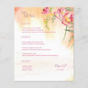 Menu Hot Tropical Freesia Watercolor
