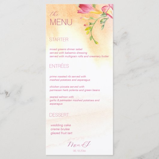 Menu Hot Tropical Freesia Watercolor (Devant)
