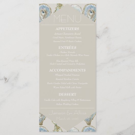 Menu huître aquarelle (Devant)