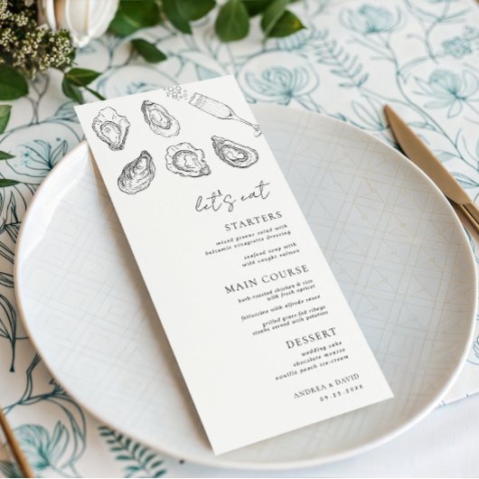 Menu Huîtres de Champagne Dessinées Mangeons Mariage bl