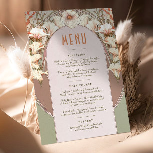 Menu Huwelijk Vintage Art Nouveau door Mucha Uitno Kaart