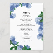 Menu Hydrangea Bleu Floral Végétal Mariage Moderne (Devant)