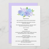 Menu Hydrangea Blue et Lavender Mariage clair (Devant / Derrière)