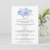 Menu Hydrangea Blue et Lavender Mariage clair (Debout devant)