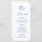 Menu Hydrangea Dusty Blue Floral Mariage (Devant / Derrière)