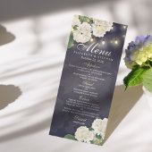 Menu Hydrangeas Fleurs Chaînes Lumières Mariage bleu Me