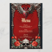 Menu Icône gothique romantique : coeur, rose, crâne. (Devant)