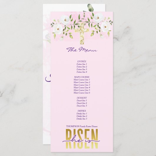 Menu Il Est Ressuscité Citation Religieuse Chrétienne R (Devant / Derrière)