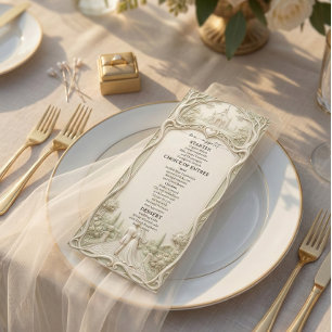 Menu Illustration au sépia de la chapelle du jardin bar