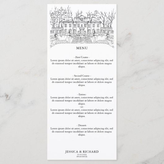 Menu Illustration élégante de château de lieu de récept (Devant)
