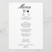 Menu Illustration manuscrite dessinée par un Mariage ir (Devant)