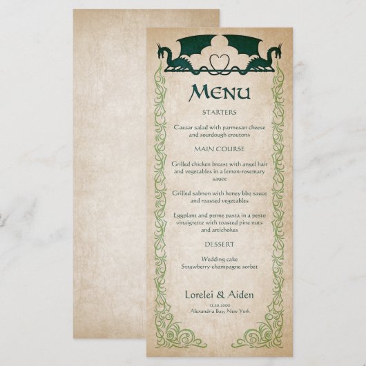 Menu Imaginaire Dragon Gamer (Devant / Derrière)