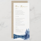 MENU INDIGO INK BLUE MOUNTAIN LAKE SNOW MARIAGE (Devant / Derrière)