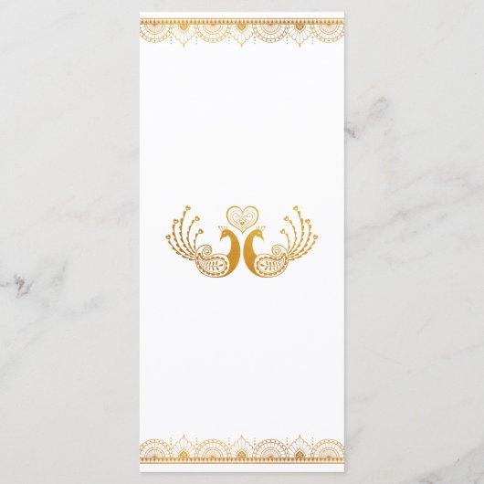 Menu Indische goudpatroonbruiloft (Achterkant)