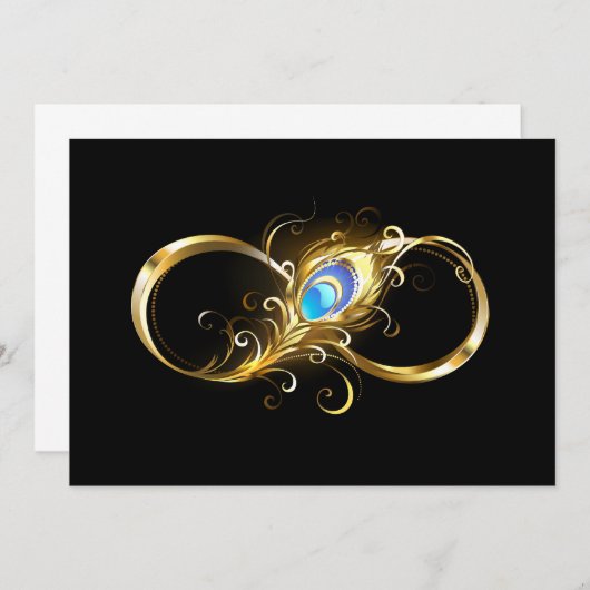 Menu Infinité avec plume de paon doré (Devant / Derrière)