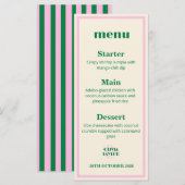 Menu Informations de mariage rayées rétro modernes (Devant / Derrière)