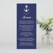 Menu Initiales de mariage nautique d'ancre élégante (Debout devant)