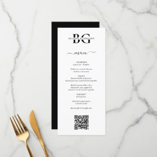 Menu Initiales de monogramme blanc et noir Mariage de c