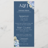 Menu Initiales de monogramme Fleurs d'hortensia bleues (Devant)