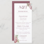 Menu Initiales de monogramme Fleurs d'hortensia roses e (Devant / Derrière)
