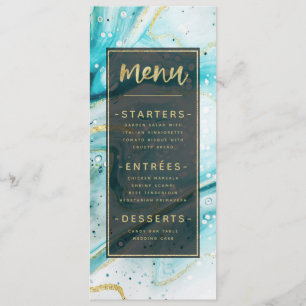 Menu Inky Splash Marbre Turquoise avec feuille d'or Dîn
