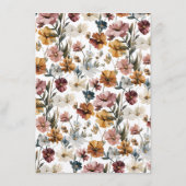 Menu Invité personnalisé Nom d'automne Fleurs Mariage (Dos)