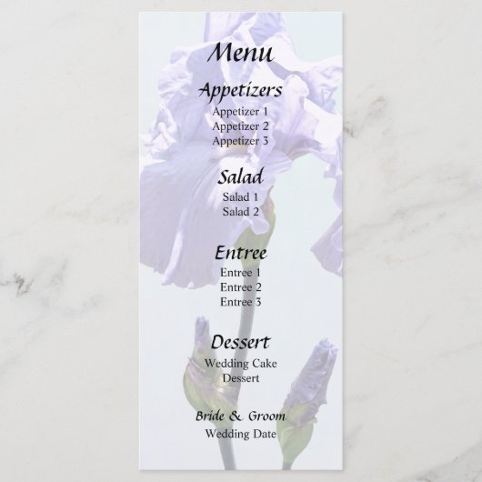Menu Iris Lavande et Boutons (Devant)