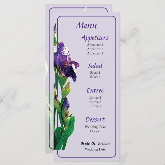 Menu Iris Violet Avec Bureaux (Devant / Derrière)