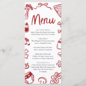 Menu Italian Whimsical Red Hand Drawn Pizza Baby Shower (Devant)