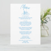 Menu Italie Bleu manuscrit dessiné Mariage méditerranée (Debout devant)